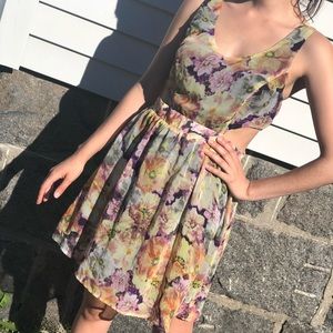 Floral Dress w/ Cut Outs
